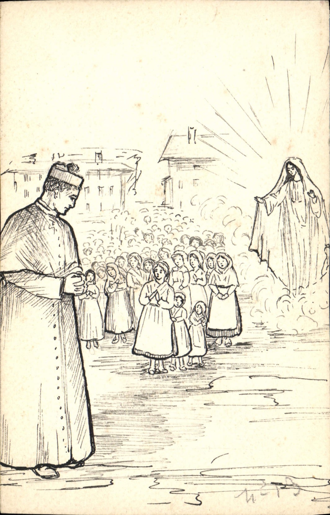 Apparition de la Vierge Marie — scène religieuse — éditeur inconnu, n° de série 15