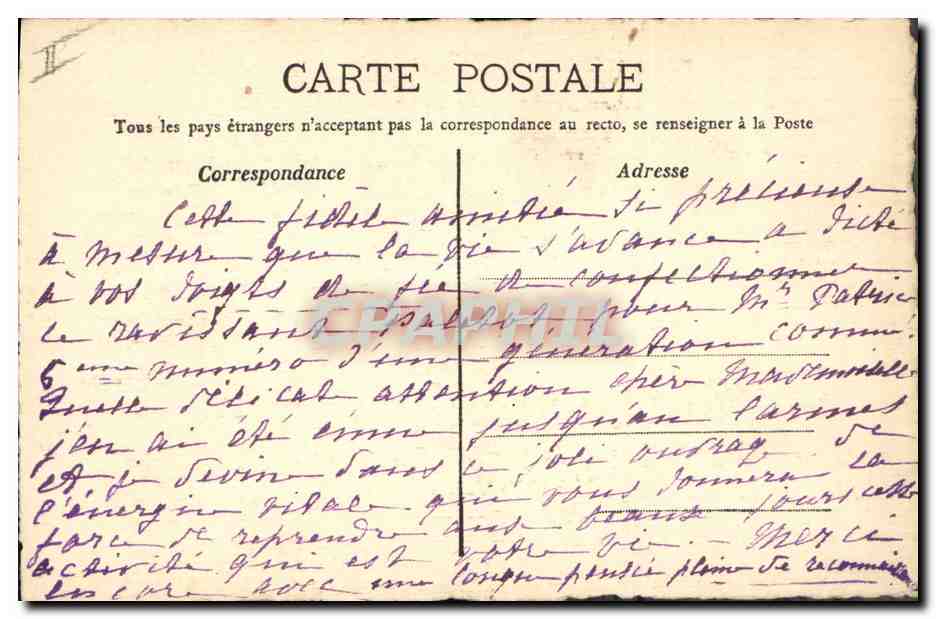 Fleurs violettes — poème manuscrit — datée 1er Mars 1909 — signature 'Madelais' — Verso
