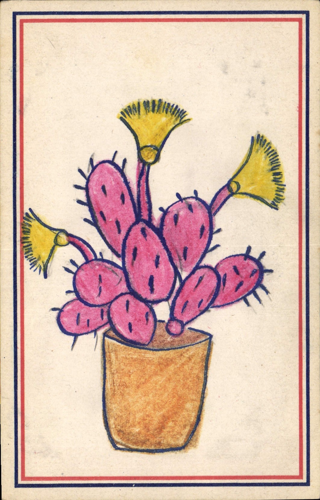 CPA Fantaisie (dessin a la main) Cactus 