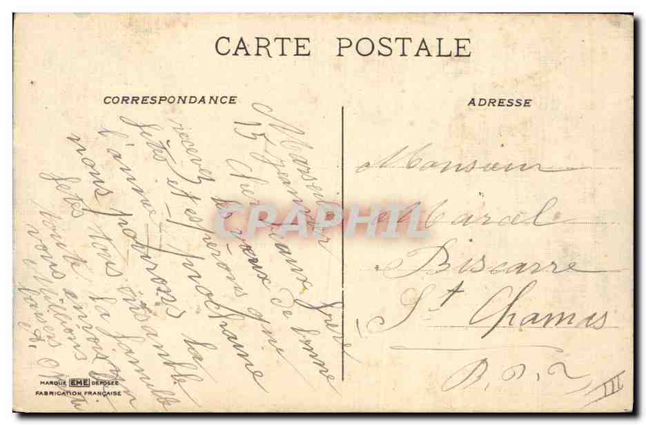 Oiseau et fleurs — Marcel — éditeur EME, n° III — Rückseite