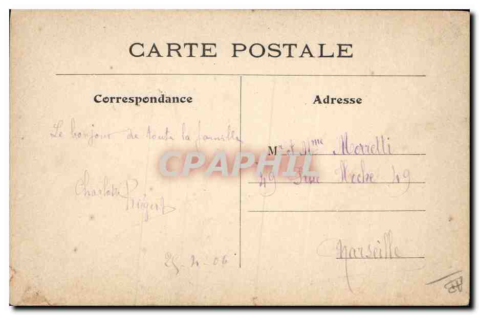 Fleurs et papillon — édition non identifiée — datée vers 1906 — Verso