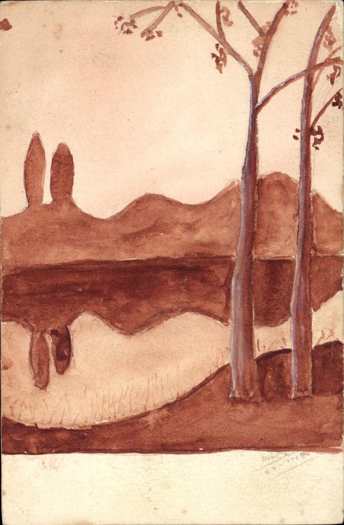 CPA Fantaisie (dessin a la main) Paysage 