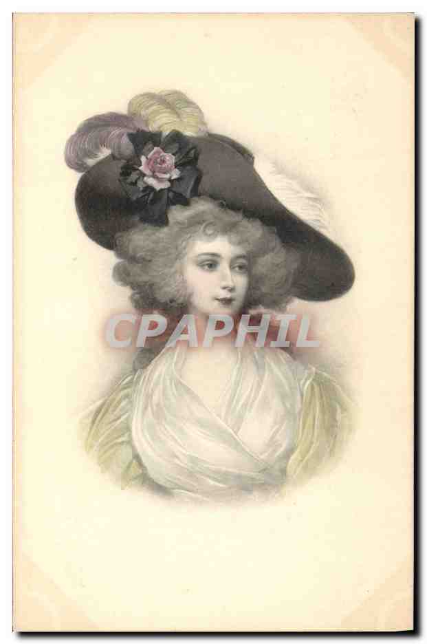 Jeune femme en chapeau à plumes — éditeur M. M. Vienne, n° 380