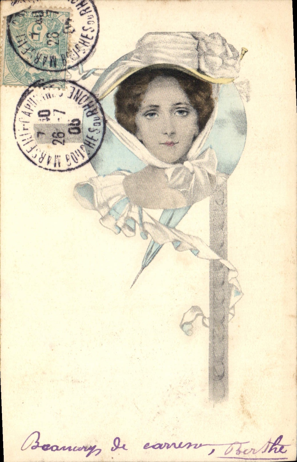 Jeune femme au chapeau — illustration — éditeur CPAPHIL, n° BRW 500