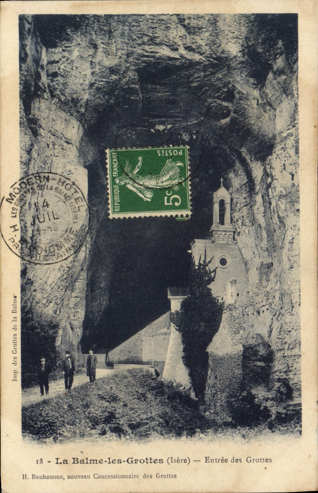 La Balme-les-Grottes (Isère) — Entrée des Grottes — H. Bonhomme, nouveau Concessionnaire des Grottes