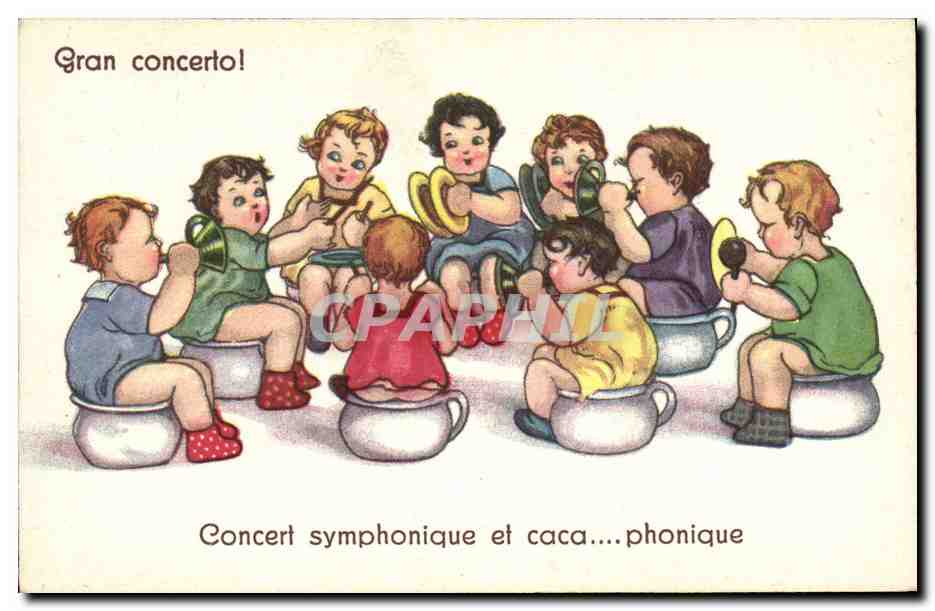 CPA Fantaisie Enfants Enfant Bebe Concert symphonique et caca phonique