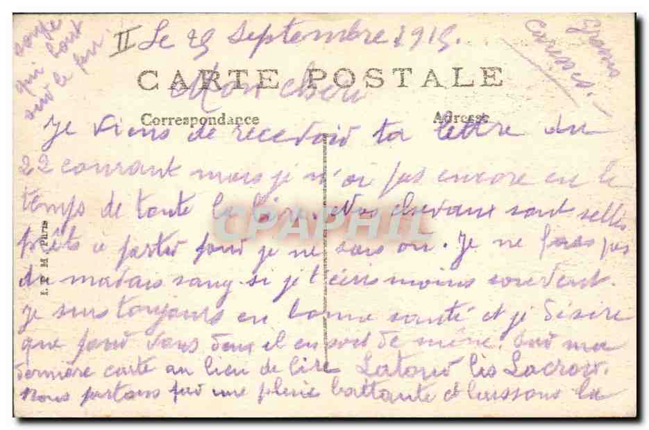 CPA Palais de justice Ancerville Place et Justice de Paix  — Verso
