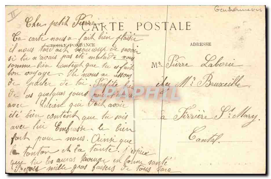 CPA Palais de justice et Gendarmerie Aurillac  — Rückseite