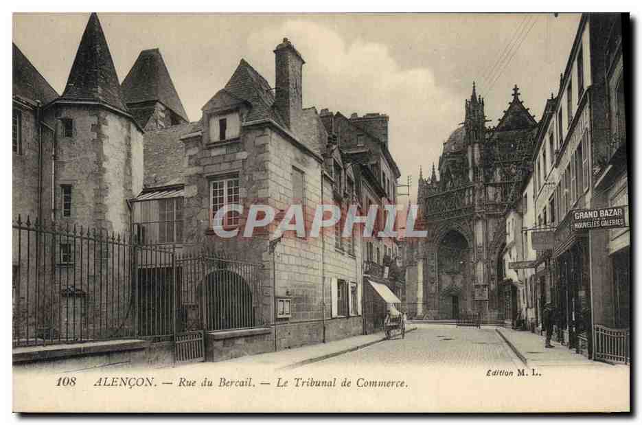 CPA Palais de justice Alencon Rue du Bercail Le Tribunal de Commerce Grand Bazar Nouvelles Galeries 