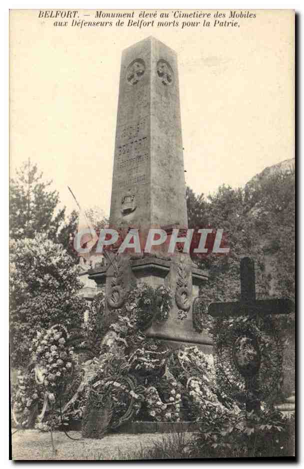 Belfort — Monument élevé au Cimetière des Mobiles aux Défenseurs de Belfort morts pour la Patrie