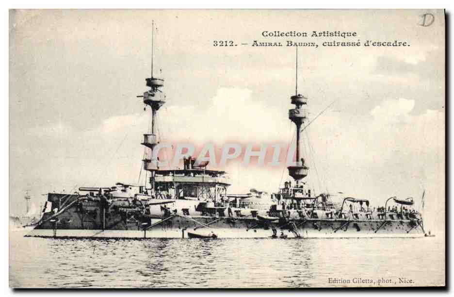 Amiral Baudin — cuirassé d'escadre — Édition Giletta, phot., Nice.