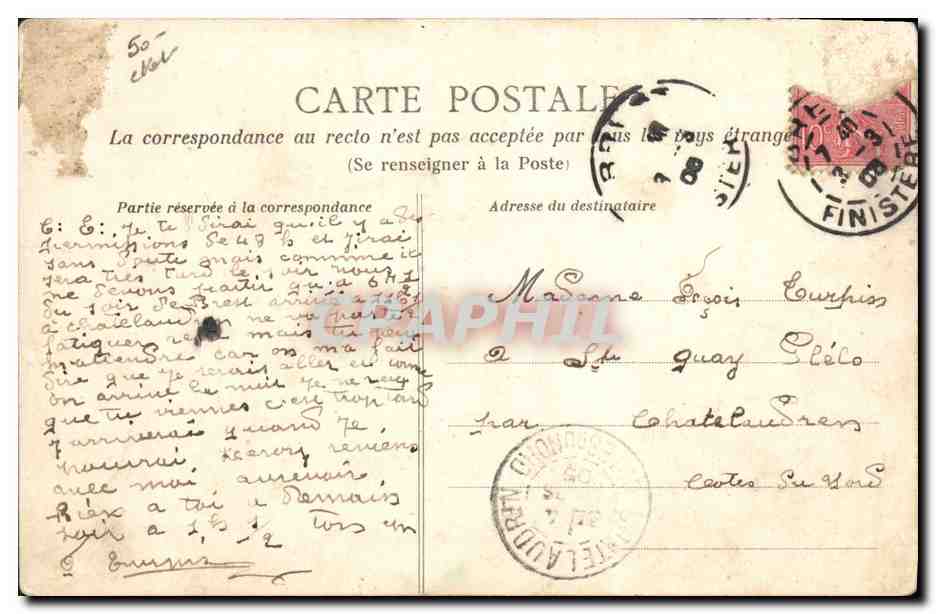 CPA Bateau de Guerre L'Amiral Aube Croiseur Cuirasse — Verso