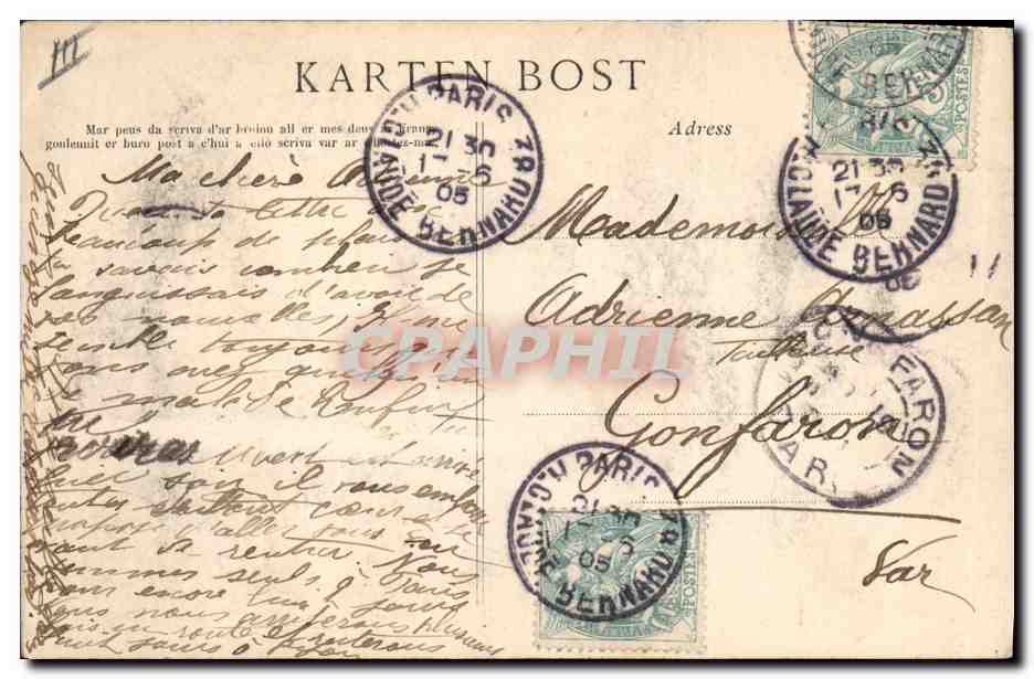CPA Folklore Mariee de Ploare Environs de Douarnenez L'entree en Gavotte — Verso