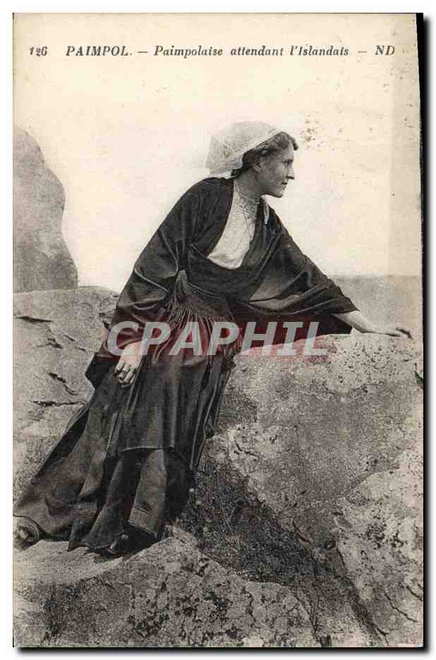 CPA Folklore Paimpol Paimpolaise attendant l'Islandais