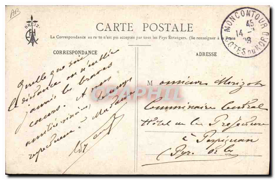 CPA Folklore Un Gas de Scaer Costume de mariage — Verso