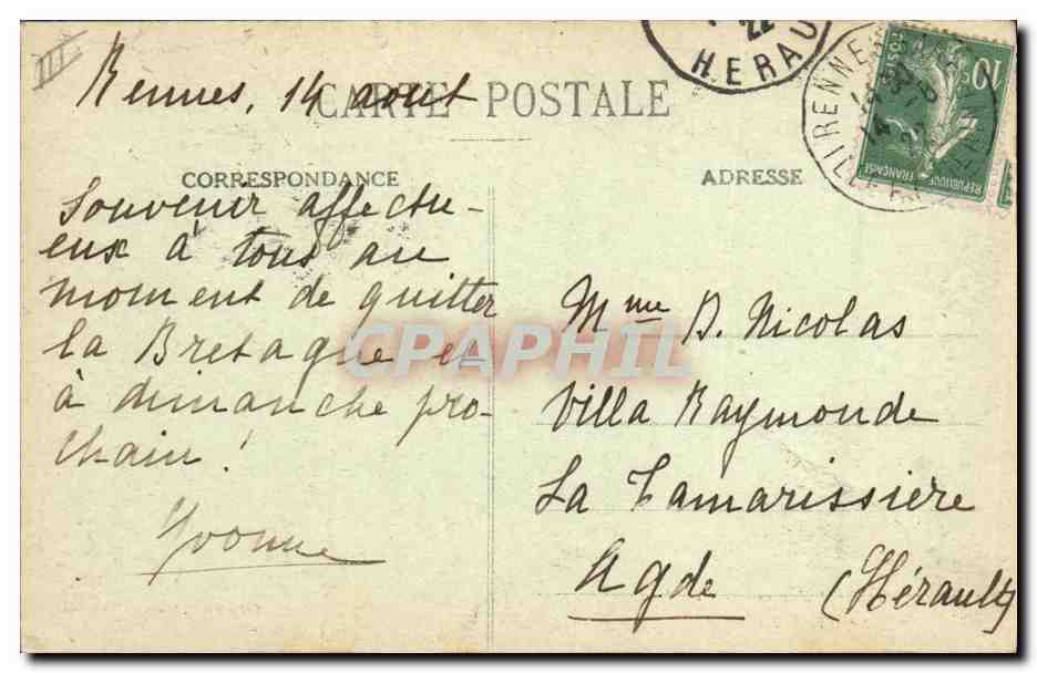 CPA Folklore Enfants Bretagne — Verso