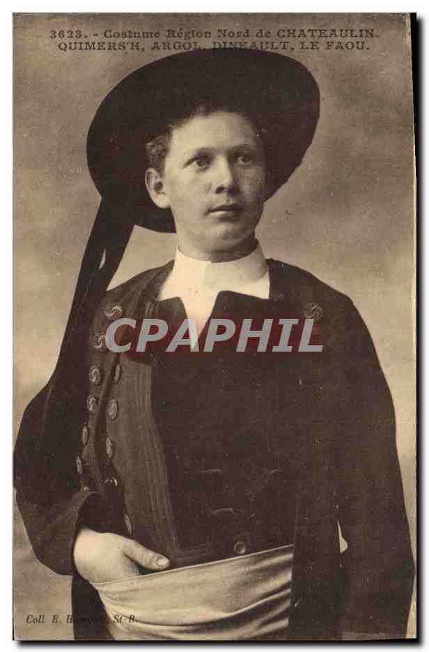 CPA Folklore Costume region Nord de Chateaulin Quimers Argol Dinhault Le Faou 
