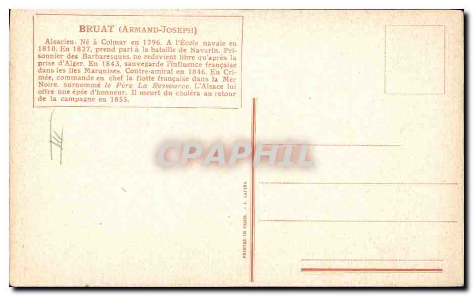 CPA Fantaisie Illustrateur Vallet Bruat Marine Militaria — Rückseite