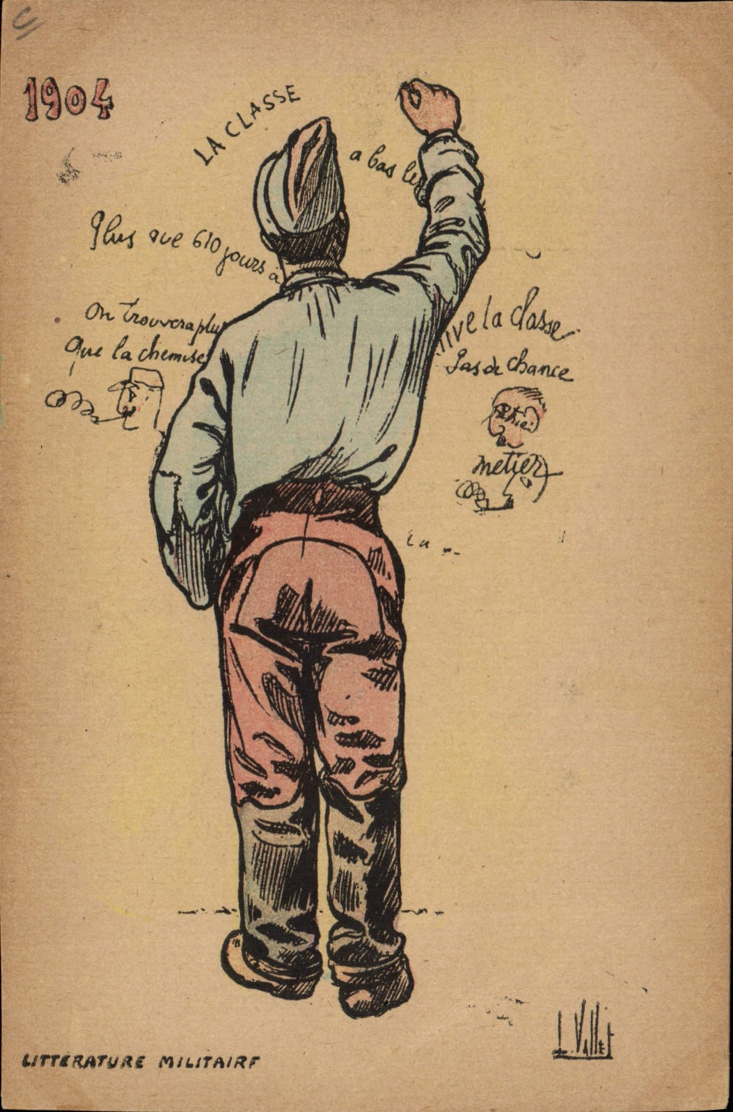 CPA Fantaisie Illustrateur Vallet 1904 Litterature militaire Militaria