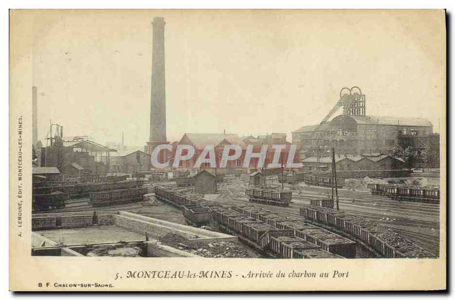 CPA Mine Mines Montceau les Mines Arrivee du charbon au port