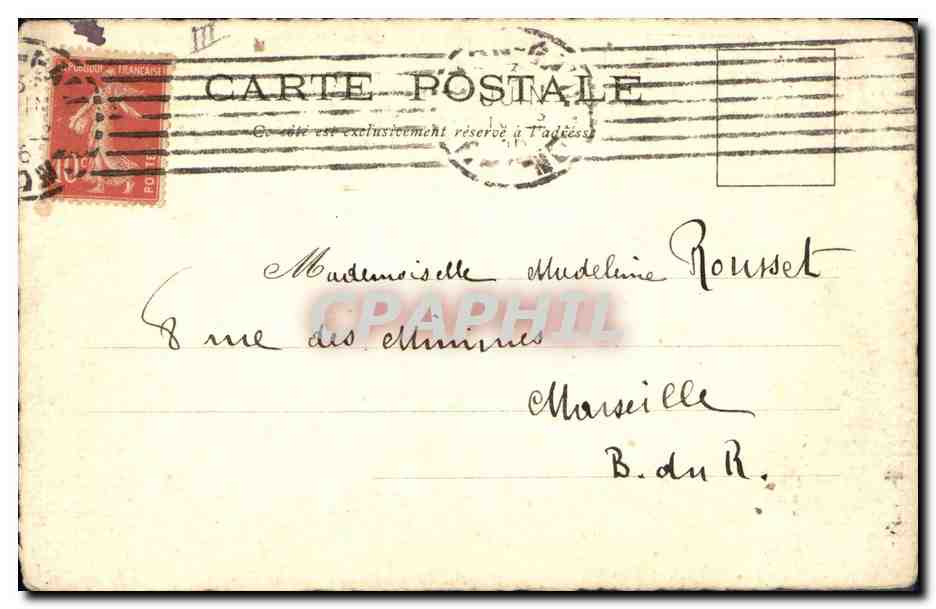 Vue de la ville — dessin à l'aquarelle — éditeur inconnu — Verso