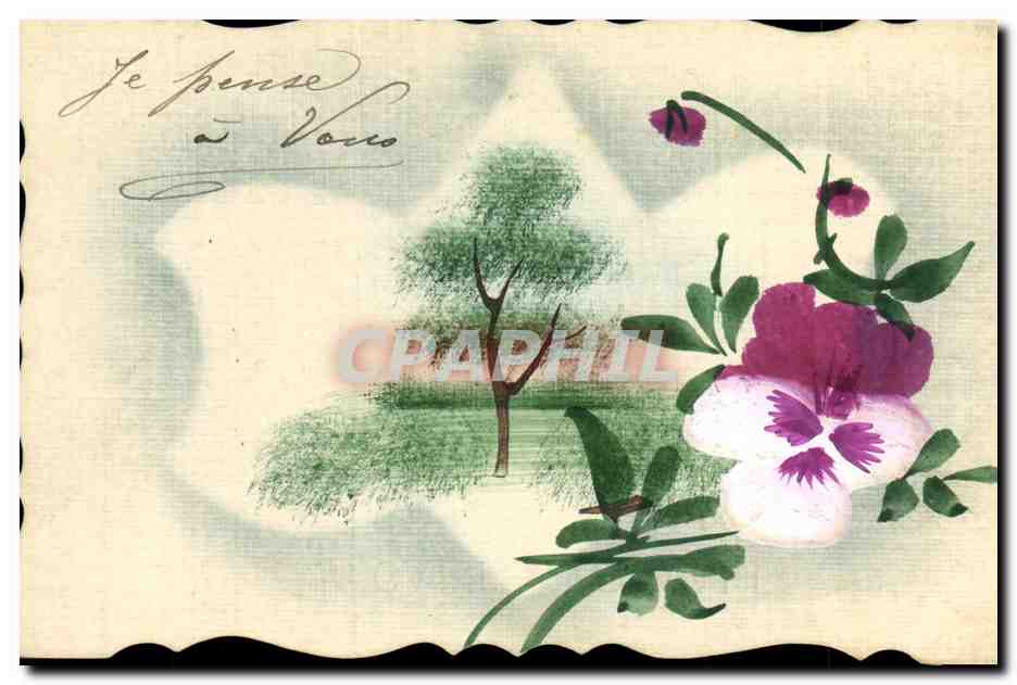 Paysage avec fleurs — 'Je pense à Vous' — Carte postale 'Osseb'