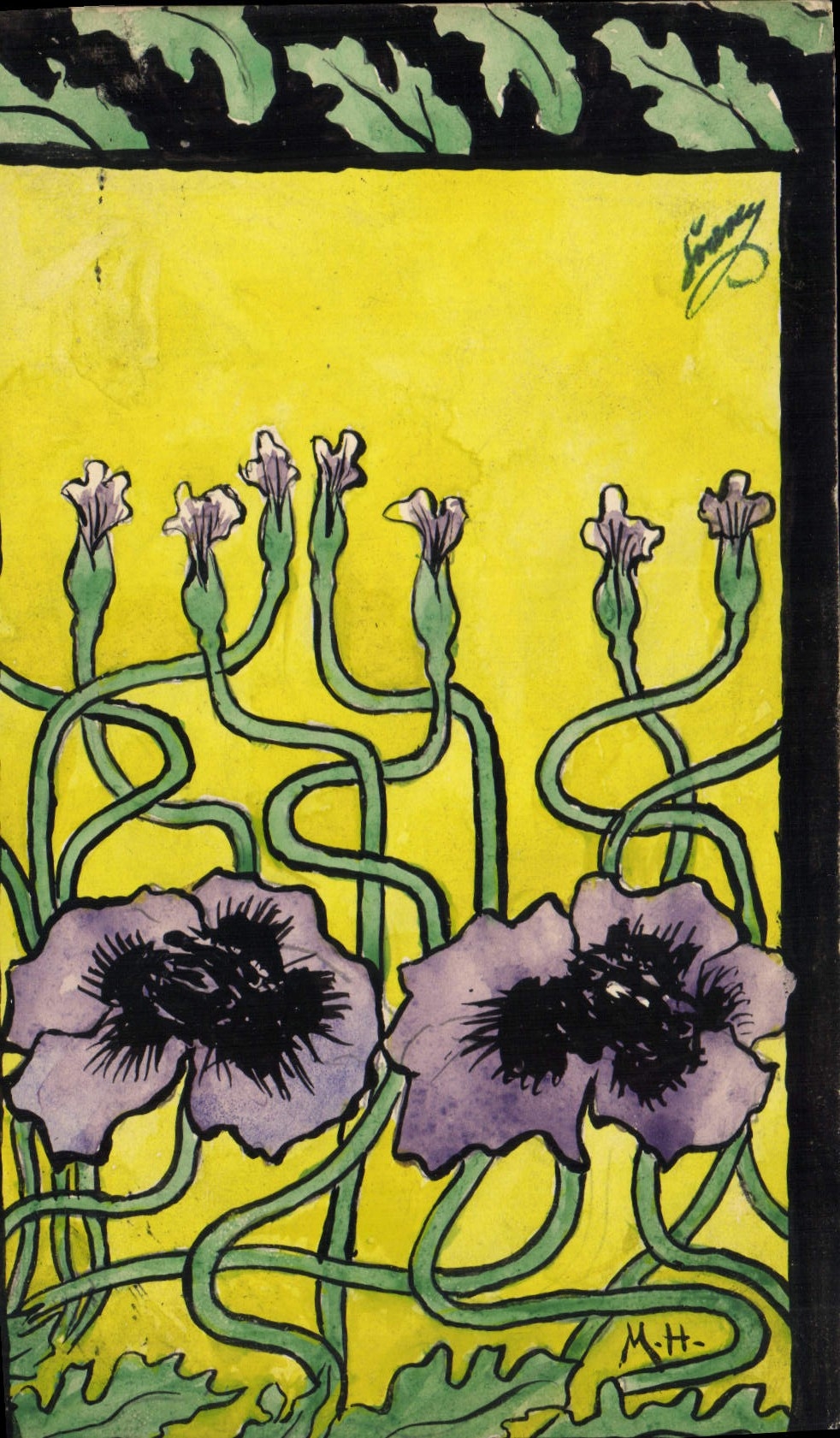 CPA Fantaisie (dessin a la main) Fleurs 