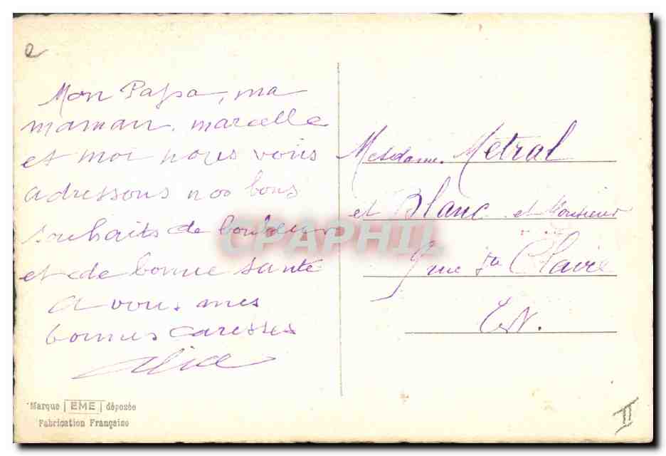 CPA Fantaisie (dessin a la main) Fleurs  — Verso