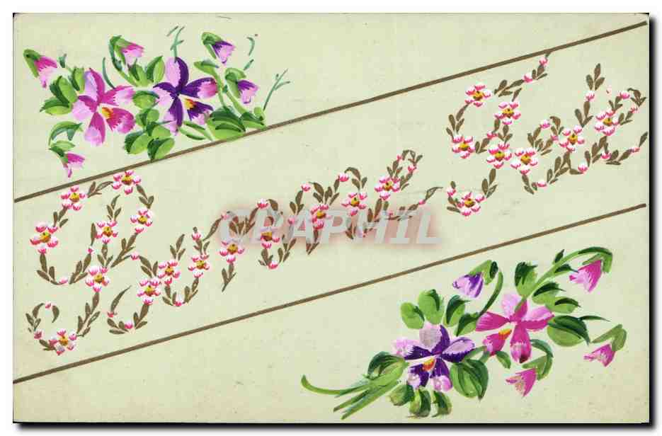 CPA Fantaisie (dessin a la main) Fleurs 