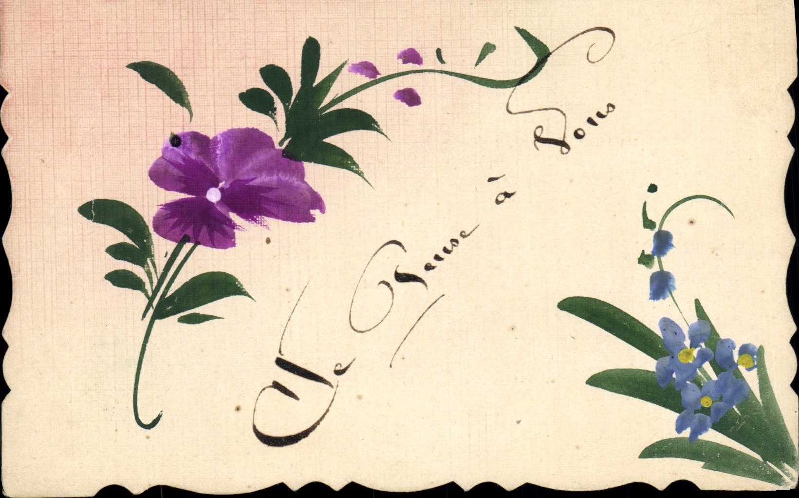 Fleur de violet et bleu — 'La Grasse à Dons' — éditeur non visible