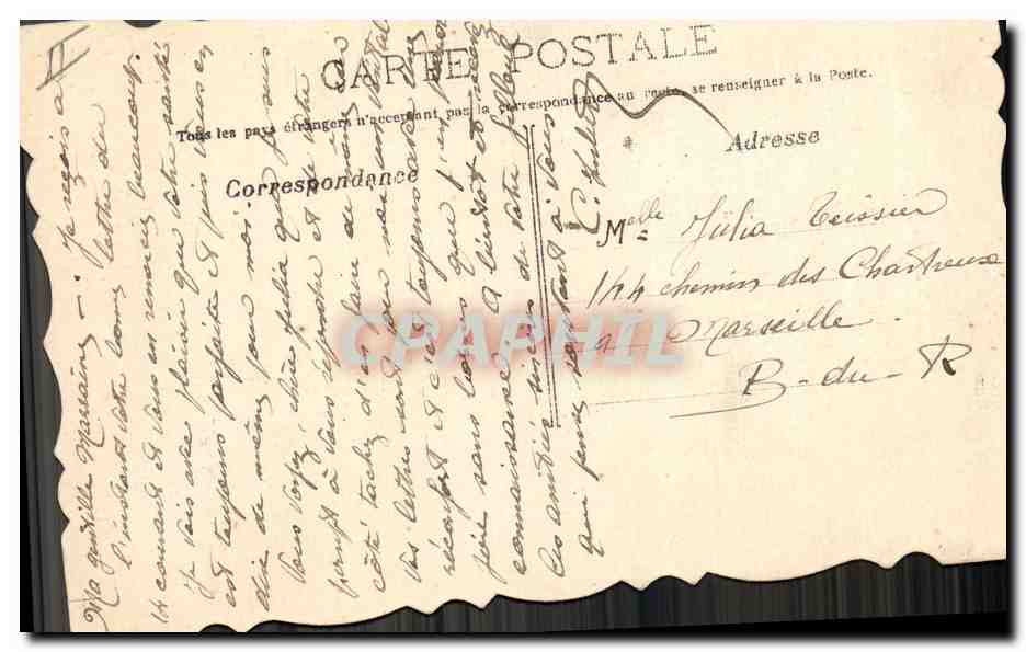Fleur de violet et bleu — 'La Grasse à Dons' — éditeur non visible — Verso