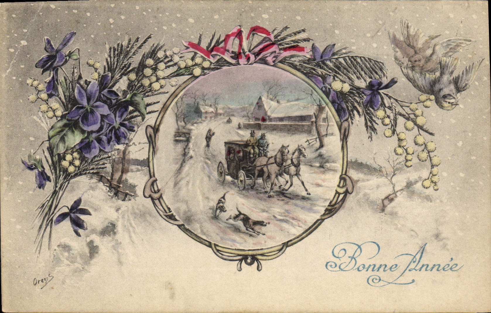 CPA Fantaisie Caleche Cheval