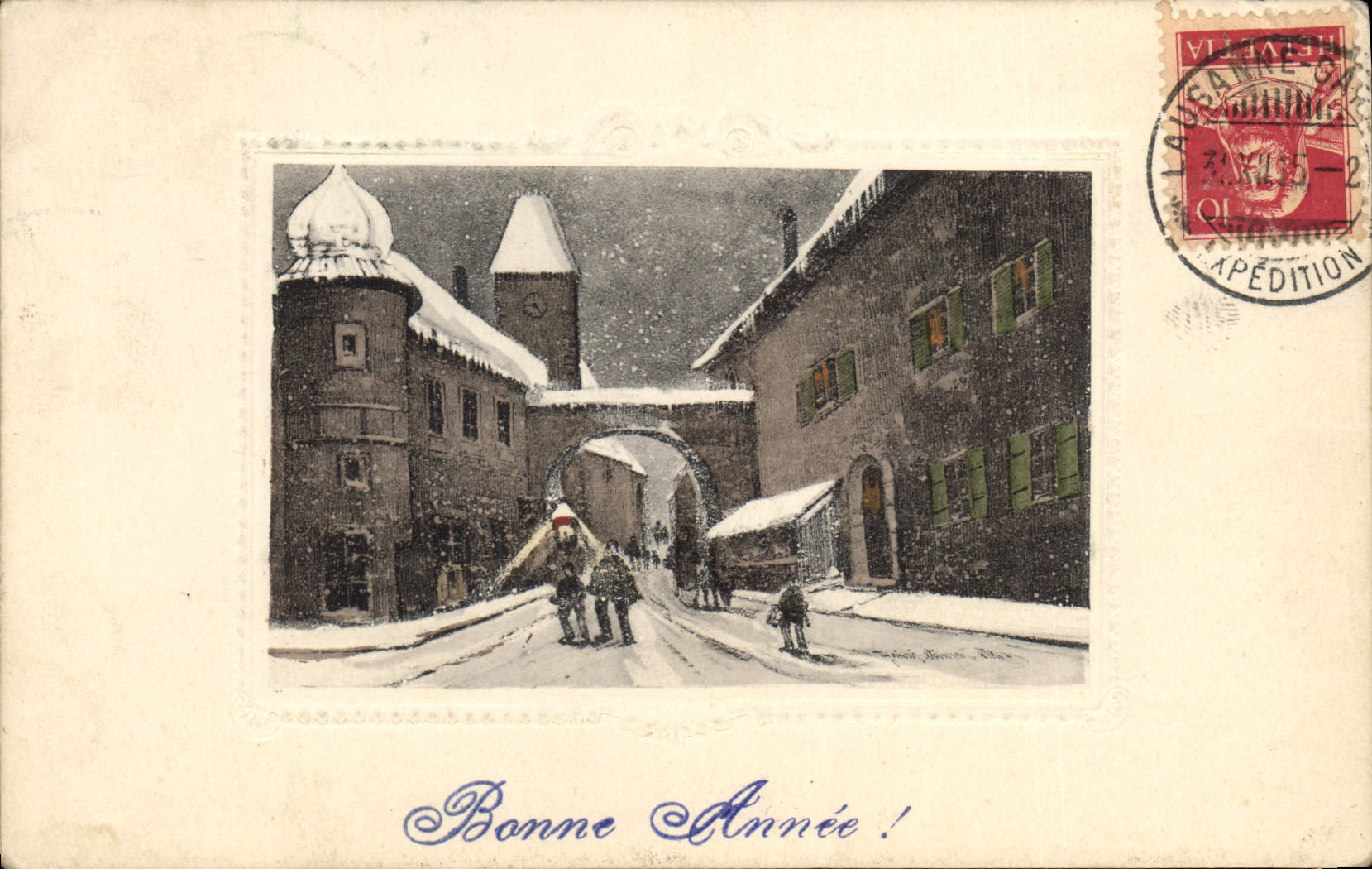 Vue de la porte de la ville enneigée — Hévéria — n° 2283