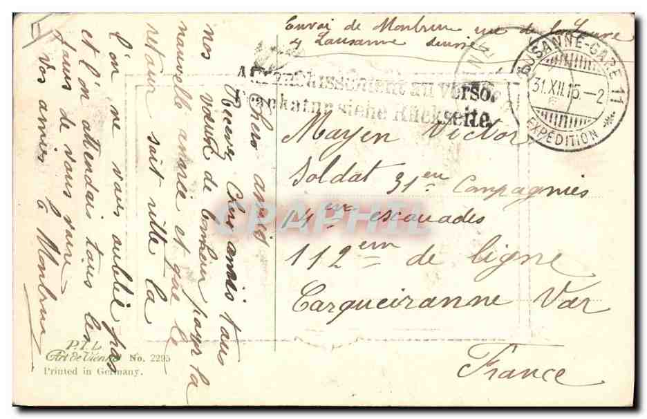 Vue de la porte de la ville enneigée — Hévéria — n° 2283 — Verso