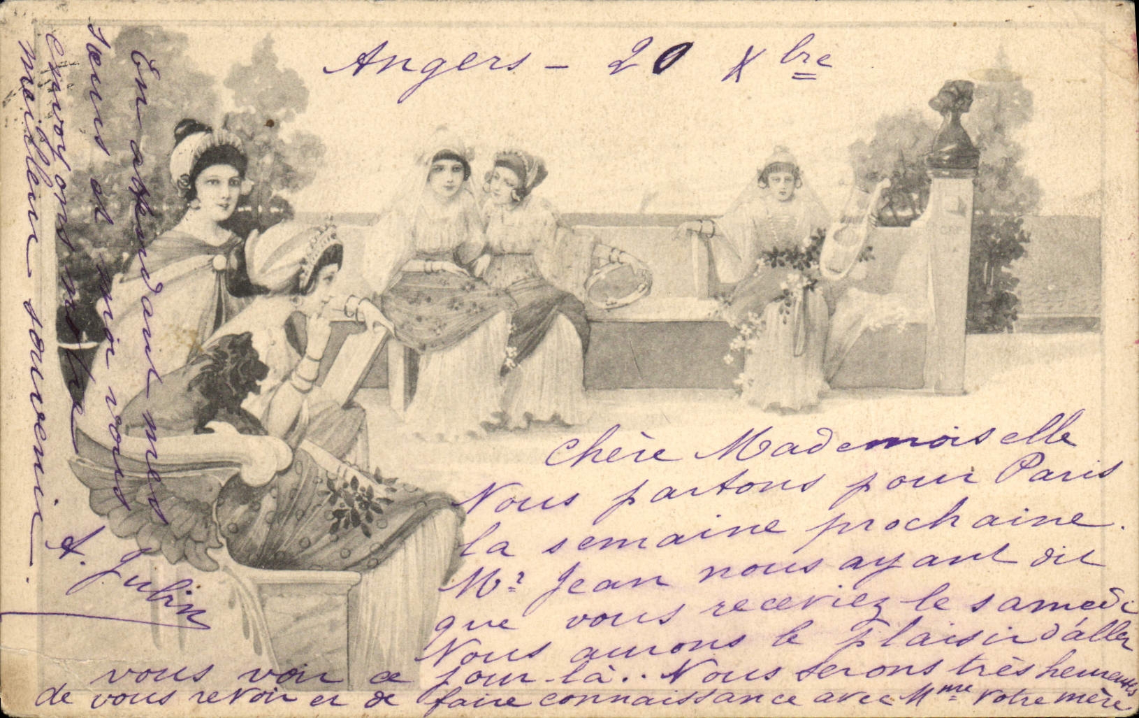 Antike Ansichtskarte Fantasie Frauen
