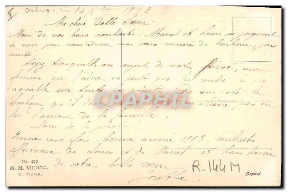 Winterlandschaft mit Hirschen — R. Ulreich — n° 472 — Rückseite