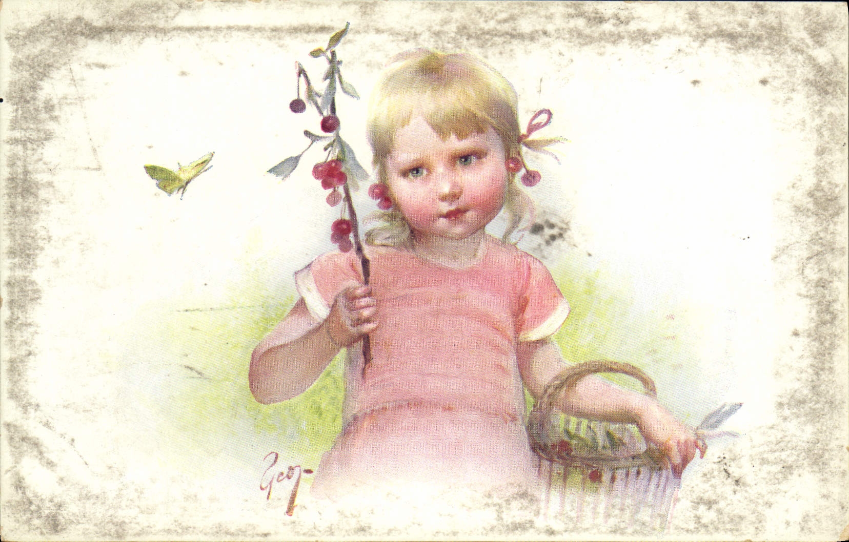 Petite fille avec cerises — illustration — M. M. Munk, Nr. 782