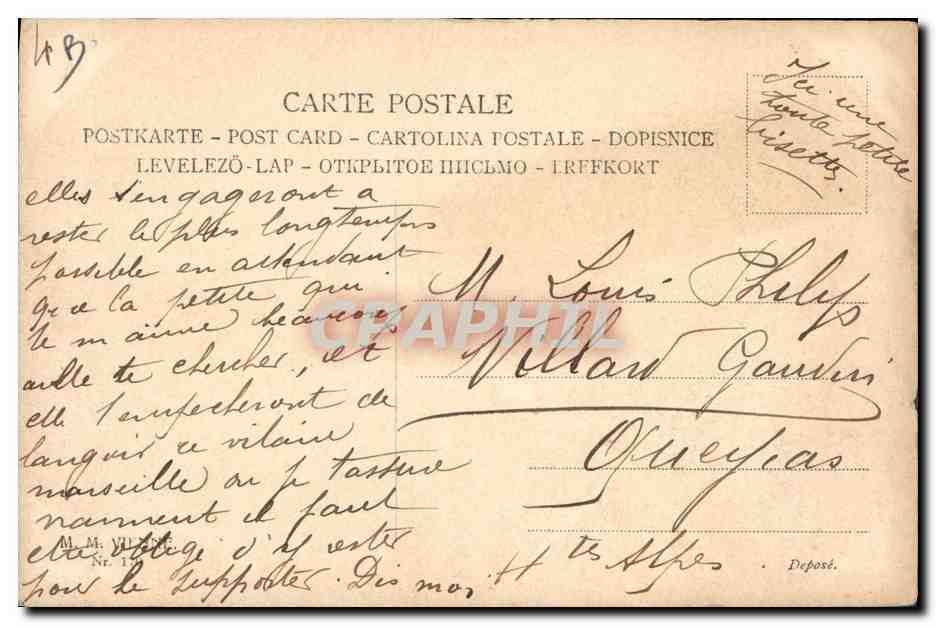 Mädchen im traditionellen Kleid — 22. Juli 1910 — Französische Republik — Rückseite