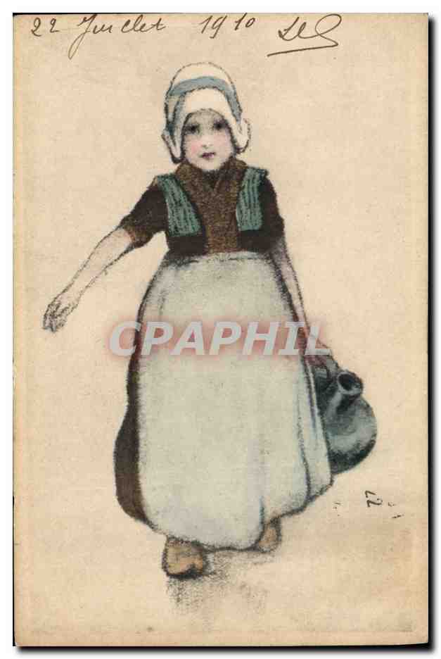 Kleine Mädchen in einem Amsterdam-Kostüm — 22. Juli 1910 — Verlag nicht sichtbar