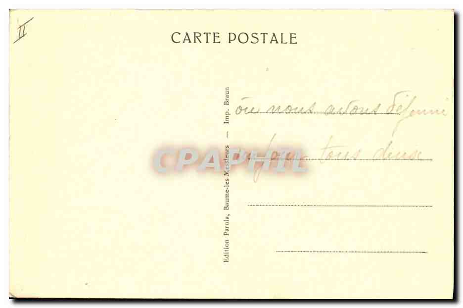 CPA Grotte Baume les Messieurs Hotel des Grottes  — Rückseite