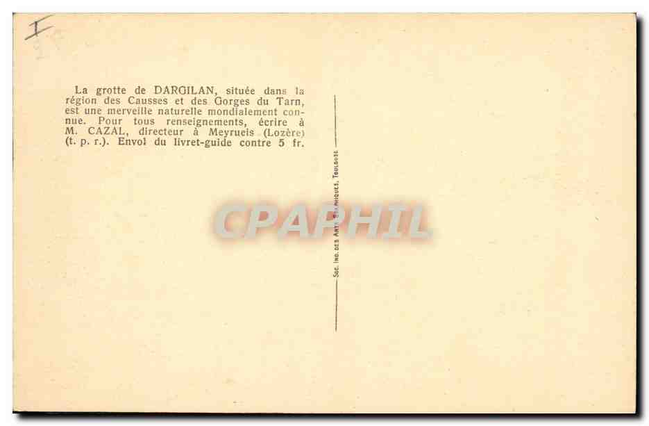 CPA Grotte Grottes de Dargilan Entree de la salle du lac — Rückseite
