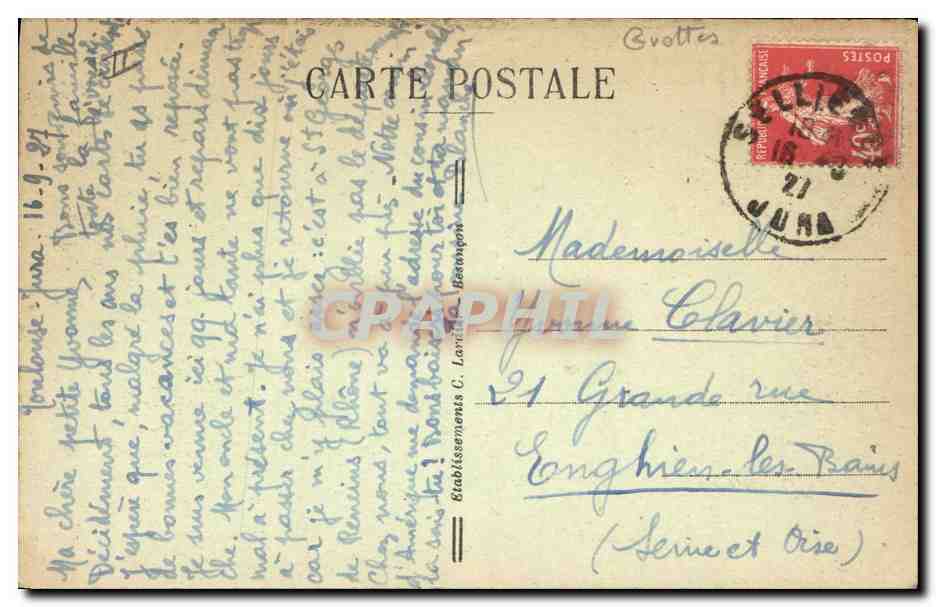 CPA Grotte Entree des Grottes de Baume les Messieurs — Rückseite