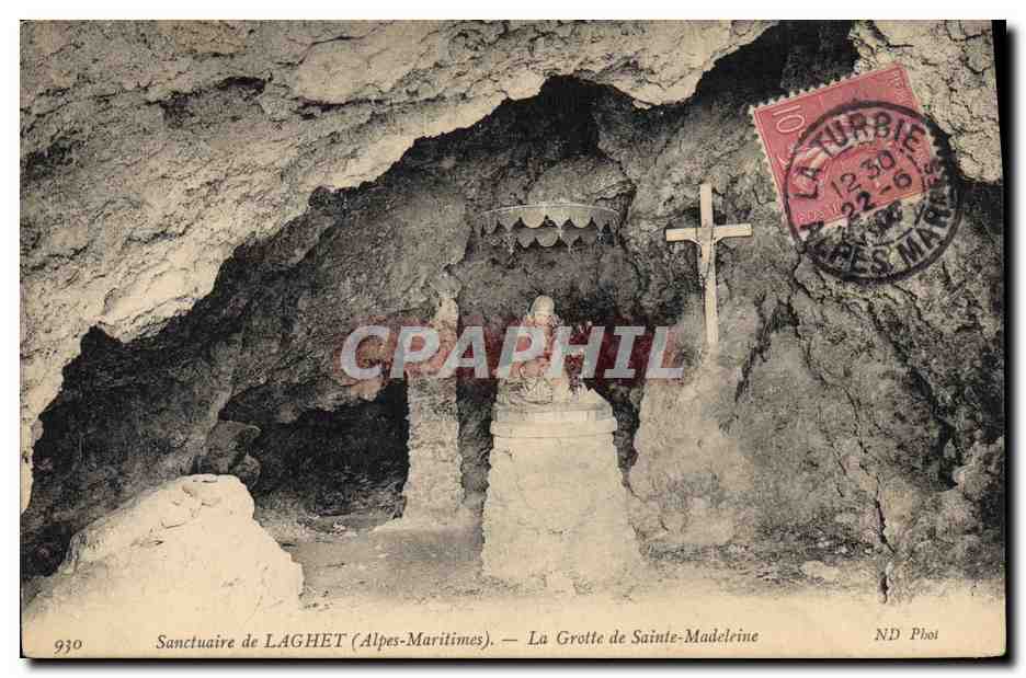 CPA Grotte Grottes Sanctuaire de Laghet La grotte de Sainte Madeleine