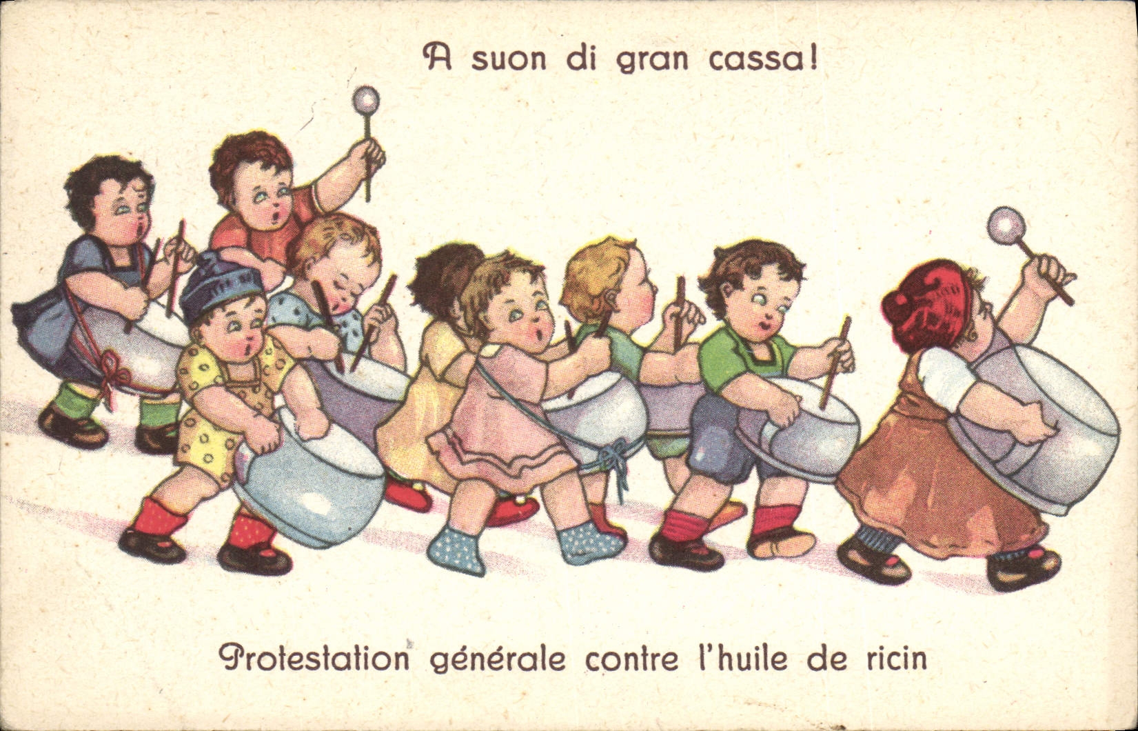 CPA Fantaisie Enfant Pot Mobilisation generale contre l'huile de ricin 