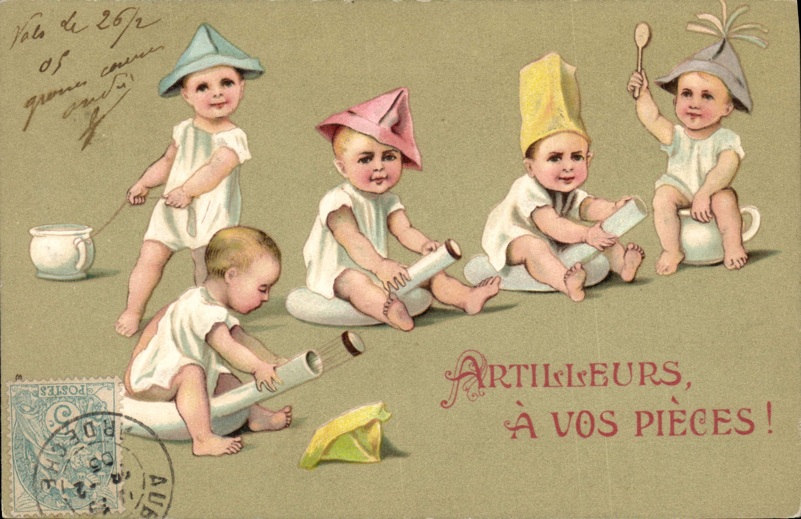 CPA Fantaisie Enfant Pot Artilleurs a vos pieces 