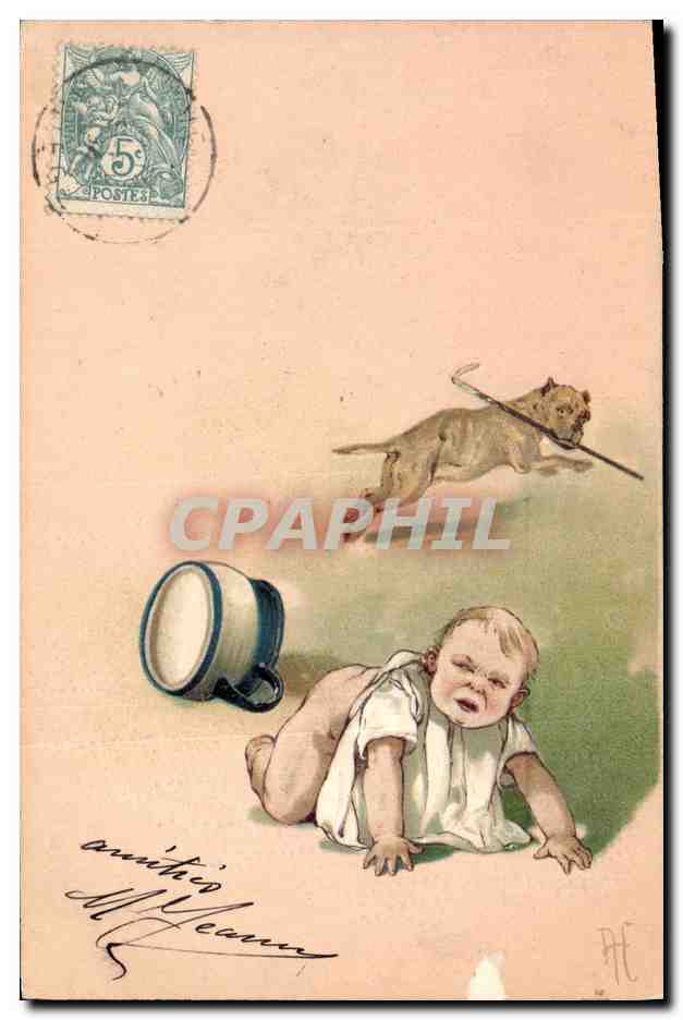 CPA Fantaisie Enfant Pot Chien 