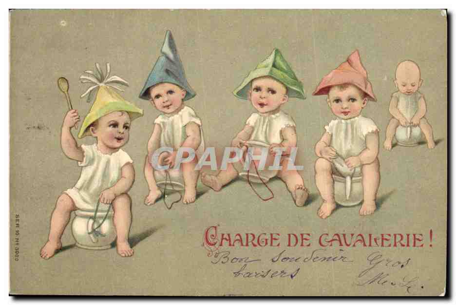 CPA Fantaisie Enfant Pot Charge de cavalerie 