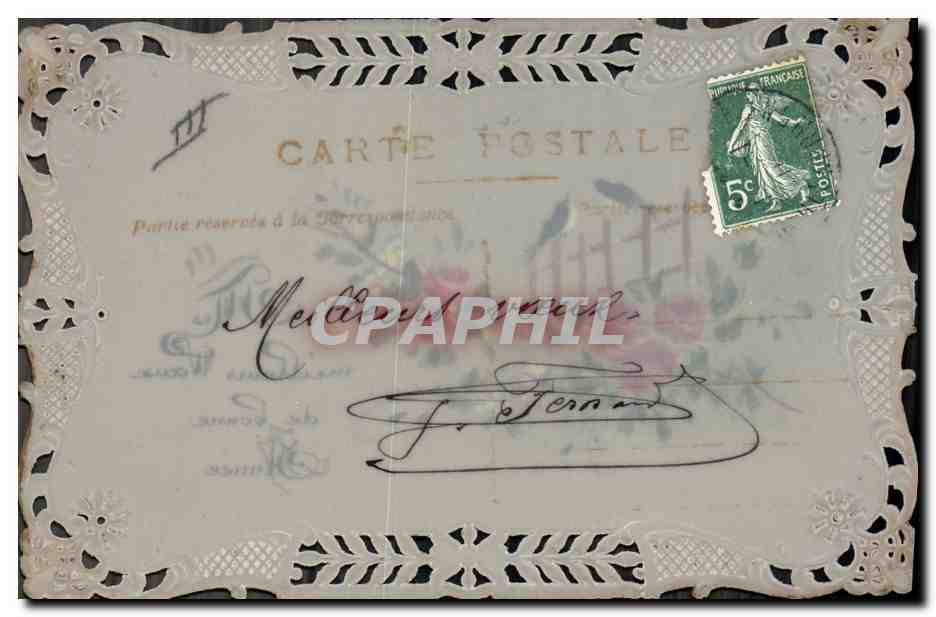 CPA Carte transparente Fleurs  — Verso