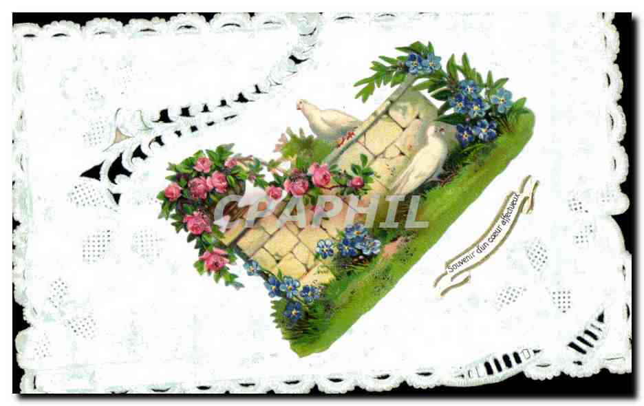 CPA Fantaisie Fleurs Colombe