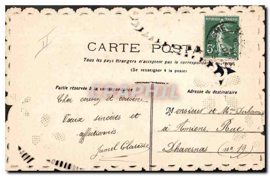 CPA Fantaisie Fleurs Colombe — Verso